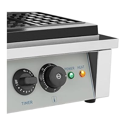 Royal Catering - Waffeleisen Waffelautomat Doppelt (rechteckig, 37 x 62,5 x 50 cm, 2x 2.000 W, 10 x 17 cm Waffel, 15 min Timer, Gusseisen & Emaille, Edelstahlgehäuse) Silber – Bild 4