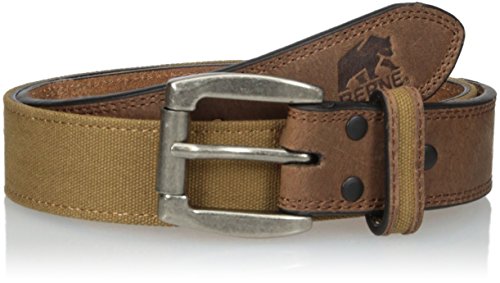 Berne Workwear Men's Leather Belt with Canvas Insert, brown, 46