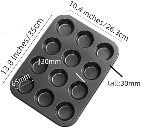 12 Cup Muffin Pan，Carbon Steel Cupcake Pan Muffin,Nonstick Cake Molds/Tin,for Baking Muffins Cupcakes, BPA Free,Easy Release & Clean, Oven Safe–Set of 2 (black) - Thumbnail 5