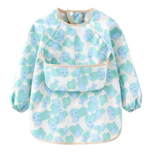 Générique Bavoir À Manches - Bavoir Imperméable et Lavable pour Enfant - Tablier à Manches Longues,pour de 6 à 36 Mois, Garçons et Filles, pour l'Alimentation et le Sevrage