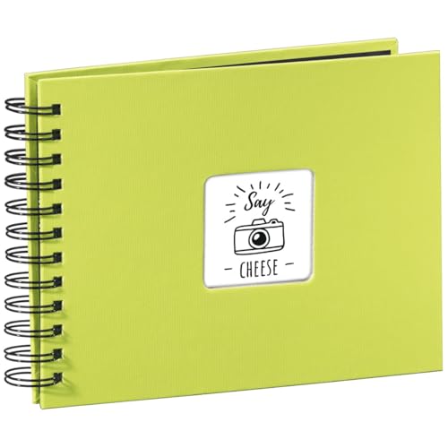 Hama | Álbum de Fotos con espiral para pegar y escribir (Álbum de fotografía de 10 x 15 cm, tamaño 24x17cm, con 50 hojas, papel cristal protector, fotos de 10x15 cm máximo 50 fotos) Color Kiwi