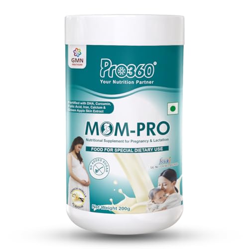 Image of Pro360 MOM-Pro Protein Powder Nutritional Supplement for Pregnant & Lactating Women - Complete Maternal Nutrition during Pregnancy - French Vanilla Flavor - 200G
