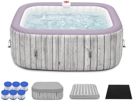 Inflatable Hot Tub 4-6 Person, Portable Spa with 130 Bubble Jets