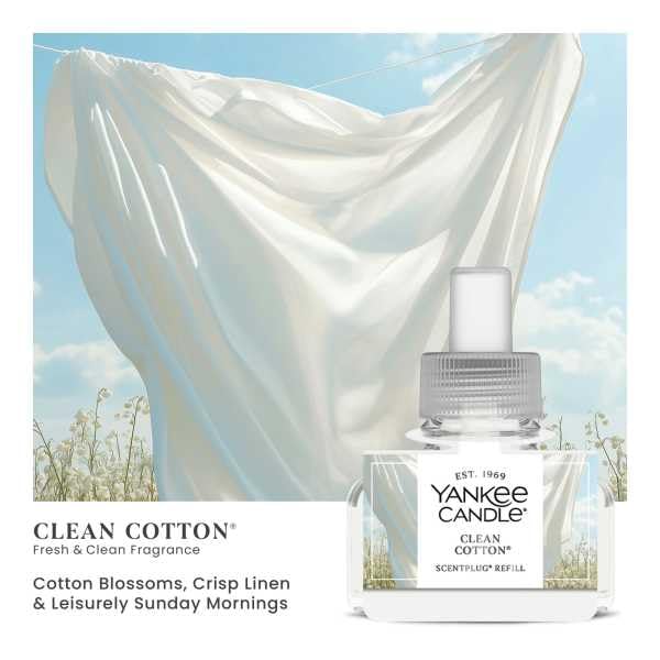 Image of Yankee Candle ScentPlug Refill for Plug in Air Fresheners, Scented Oil Refills, Long Lasting Home Fragrance, Clean Cotton (Pack of 4)