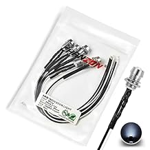 CHANZON 5 pcs 8mm Panel Mount + 5mm LED Colored White Pilot Diode Light Diffused Round Lens 12V Universal Flush Mount Dash Board Indicator Panel Socket Lights Bulb Lamp for Cars Boats