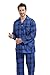 amaxer Men's Flannel Pajamas Set Men's Home Fashion Pajamas Top with Pockets Pants with Drawstring 100% Cotton Soft Pjs for Men，Blue and black plaid，L
