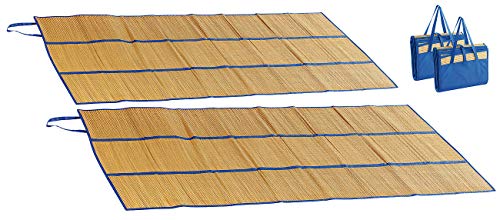 PEARL beach Liegematte Strand: 2er-Set Faltbare Bast-Strandmatten mit Tragegriffen, 180 x 90 cm (Strand-Matte, Picknickdecke für, Strandliege)