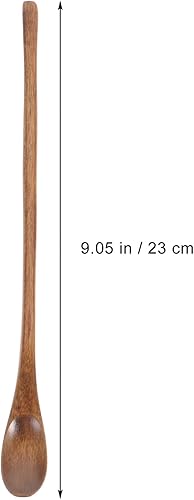 Miniatura 4 de Operitacx 4 cucharas de madera, cucharas de mezcla de madera de mango largo a granel, cucharas de té largas para cuchara de miel, mezcla, agitar,