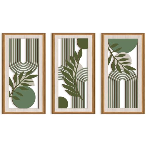 Ausril Green Boho Wall Decor,Boho Botanical Wall Decor Sage Green,Mid-century