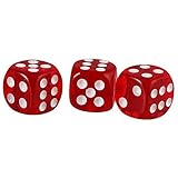 ikis Translucent Six Sided D6 Dice for Playing Board Game Pack of 3| Red Color