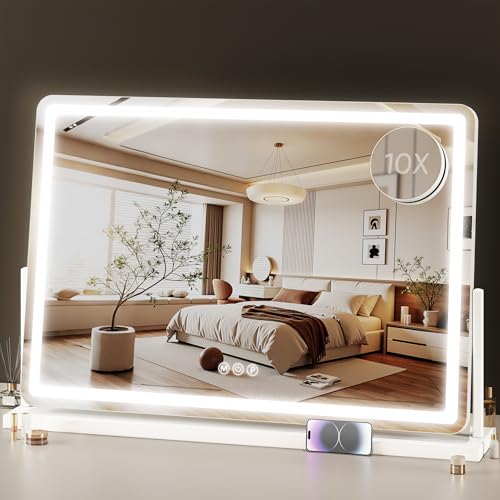 Novlux Vanity Mirror with Lights, 33"x23" Hollywood Lighted Makeup Mirror