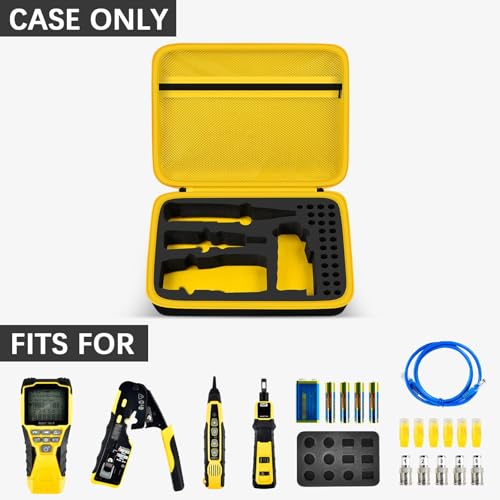 Image of Case Compatible with Klein Tools VDV501-851 VDV500-123 VDV226-110 VDV427-300. Storage Carrying Travel Holder for Cable Tester for Scout Pro 3 / Tracer Probe /Wire Stripper and Accessories- Yellow Zipper