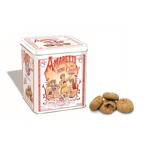 Chiostro di Saronno® | Amaretti del Chiostro® | Amarettini Croccanti Classici - 75 Gr | Scatole di Pasticceria | Confezione Amarettini Senza Glutine Lattina di Metallo