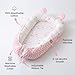 Baby Snuggle Nest Lounger for Newborn 0-24 Months, Breathable & Soft Cotton Infant Baby Nests Cover, Portable & Lightweight Infant Lounger for Home and Travel (Pink)