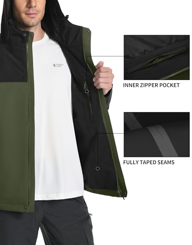 Pioneer Camp Herren Regenjacke Wasserdicht Atmungsaktiv Outdoor Jacke Mit Kapuze 4 Taschen – Bild 5