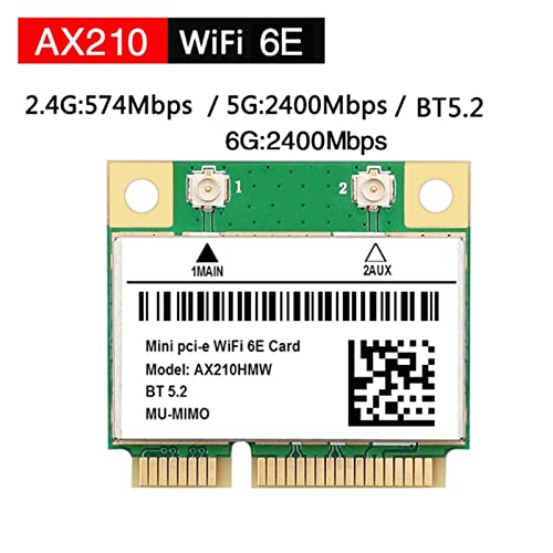 AX210 5374 Mbps MINI PCIE Placa de sem fio WIFI 6E 5G Tri-band AX210HMW Adaptador sem fio compatível