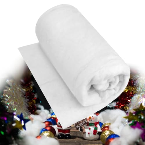 OUQIWEN Rollo de Manta de Nieve de Navidad, 80x240 cm Alfombra de Nieve Artificial,Alfombra de Nieve para Decoraciones navideñas