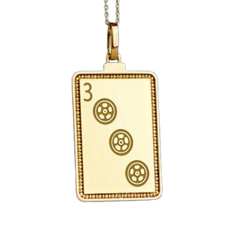 Pendentif mah-jong 3 points en argent 925 plaqué or avec sa chaîne élégante
