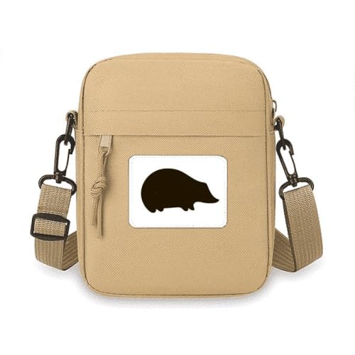 Mini sac à bandoulière téléphone motif hérisson noir craquant et poétique