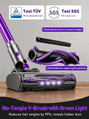 Image of Cordless Vacuum Cleaner, 600W /58KPa Stick Vacuum with 60 Mins Runtime, Self-Standing Vacuum for Home, Anti-Tangle Floor Brush, LED Display, 3 Modes, 1.8L Dust Cup for Pet Hair, Carpet & Hard Floors