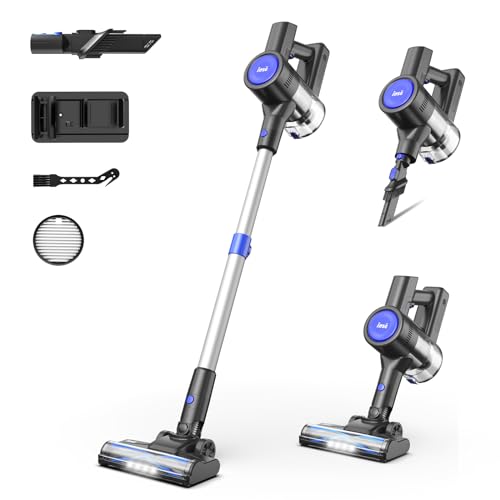 INSE Aspirapolvere Senza Fili, 235W/25Kpa Scope Elettriche Potente, Motore Senza Spazzole, 40Min Autonomia, Anti-groviglio, 6 in 1 Leggero Aspirapolvere Senza Sacco per Peli di Animali Pavimenti Duri