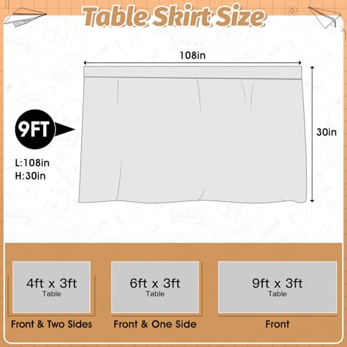 Image of 9FT Groovy Daisy Table Skirt Retro 70s Hippie Teacher Desk Skirt Boho Classroom Table Cover for Back to School Decor Rectangle Tablecloth Birthday Party Decorations for Home Office Bookcase Cabinet