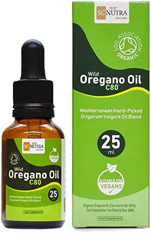 Sweet Cures Oregano Oil 25ml - UK Soil Association Certified Organic Wild Oregano Oil C80 - High Strength 80% Carvacrol - Origanum Vulgare Oil - SC Nutra