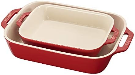 STAUB Ceramic Rectangular Baking Dish Set, 2 pc, Cherry