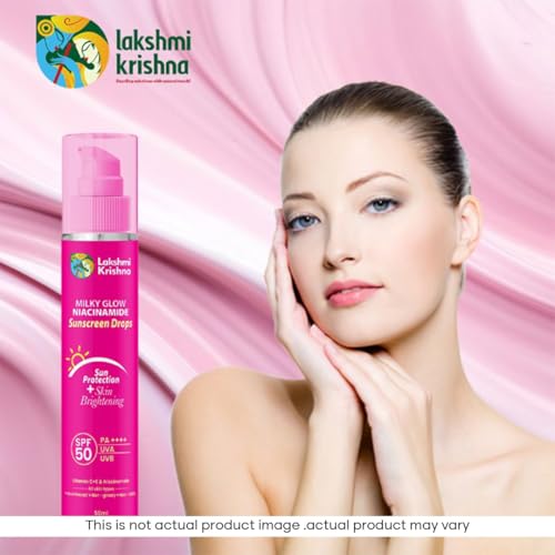 Image of Lakshmi Krishna All NATURALS Milky Glow Niacinamide Sunscreen Drops SPF 50 | Lightweight, Hydrating, & Non-Greasy | Broad-Spectrum UVA /UV