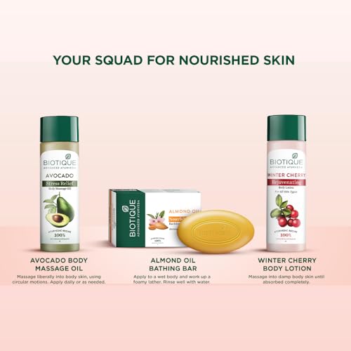 Image of Biotique Almond Oil Nourishing Body Soap, 450g (150g x 3)