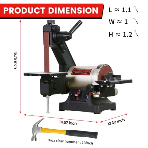 Bucktool 1x30 Inch Bench Belt Sander with 5 Inch Disc with Wrench Storage and Easy Belt Cover Off, 1/3HP Direct Drive Benchtop Belt Disc Sander thumbnail 5