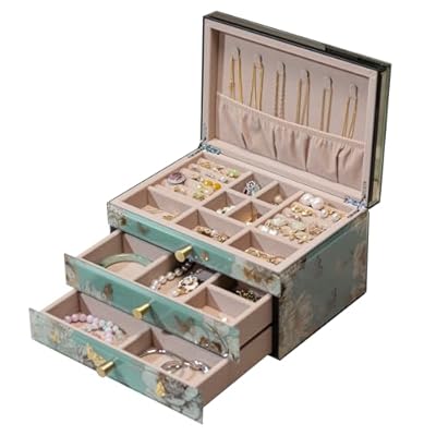 Timetrace Glass Jewelry Box With Butterfly Flo...