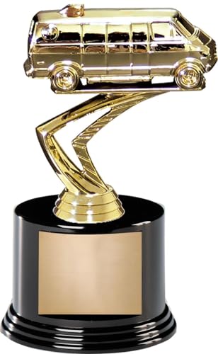 Crown Awards Car Trophy: 6" Cars Van Trophy On Black Round Base