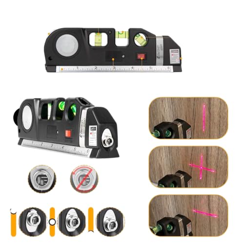 Image of Laser Level Tool with Built-In Spirit Level, Horizontal Vertical Cross Line Modes, Magnetic Base, Measuring Scale Body