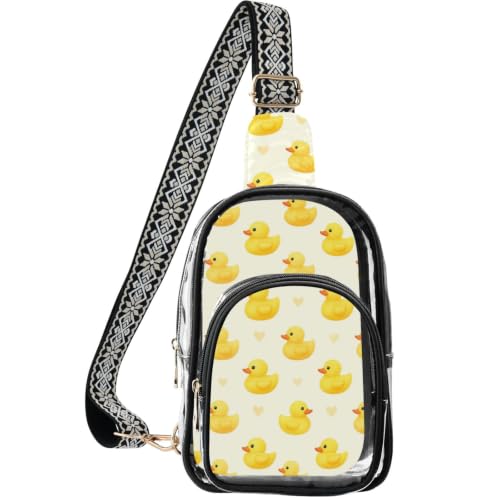 Bolso cruzado de pecho linqin con frontal de PVC transparente y costuras reforzadas