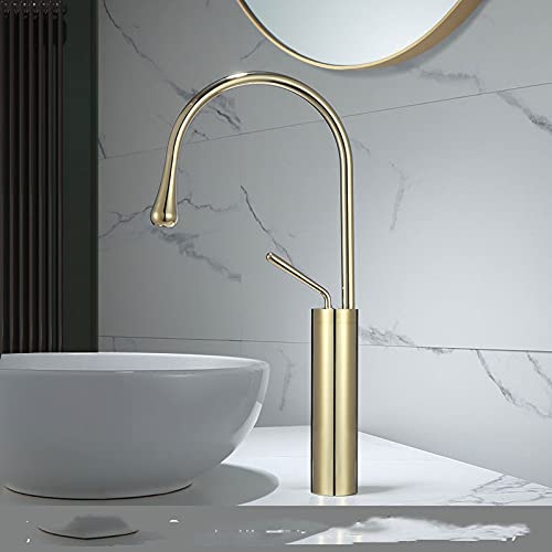 Grifo de cocina de cobre dorado cepillado y mármol natural de lujo 1