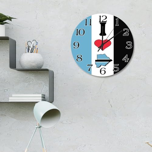 Horloge murale en bois Botswana de 38 cm rustique et silencieuse à piles