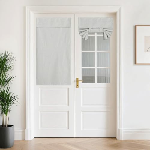 NICETOWN Light Grey Linen French Door Curtains, W26 x L64 Inch, 1 Panel