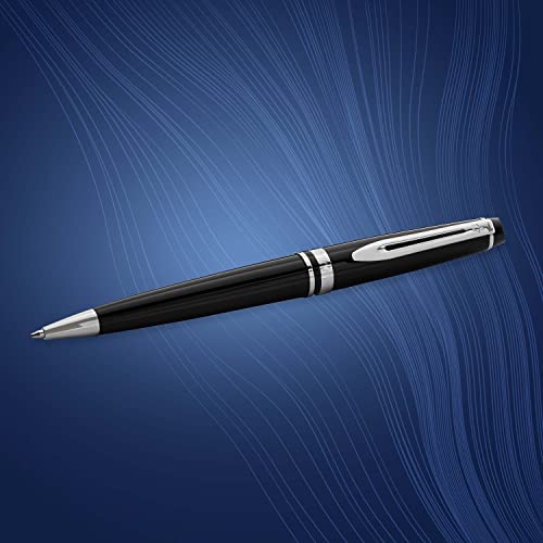 Waterman Expert Ballpoint Pen, Gloss Black With Chrome Trim, Medium Tip, Blue Ink, Gift Box #TOP4