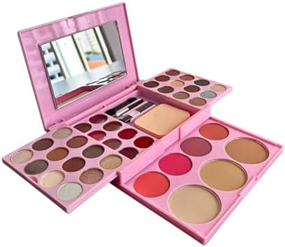 Kit de Maquiagem Completo 42 Itens, 24 Sombras, 8 Batons, 3 Pincé...