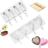 🍦【Reutilizable y resistente al calor】Los moldes para paletas de hielo están hechos de silicona de grado alimenticio de alta calidad. No contienen BPA, no son tóxicos, no tienen olor y no se deforman fácilmente. Los moldes para paletas pueden soportar temperaturas de -40 a 230 grados centígrados, son seguros para usar en el horno, el refrigerador, el microondas y el lavavajillas, puede usarlos una y otra vez cuando necesite hacer moldes para paletas.