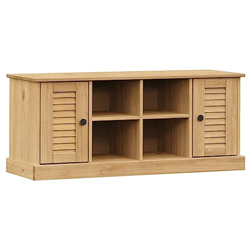Banc à chaussures en bois massif de pin 106 cm avec armoire 4 compartiments