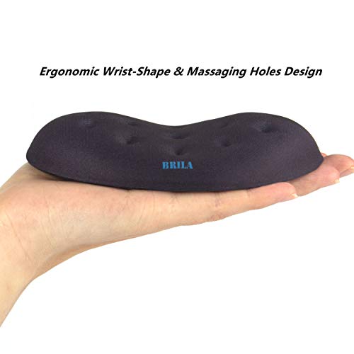 Brila Ergonomic Memory Foam Mouse Wrist Rest Support Pad Cushion For Computer, Laptop, Office Work, Pc Gaming - Massage Holes Design - Wrist Pain Relief (Black Mouse Wrist Rest) #TOP3