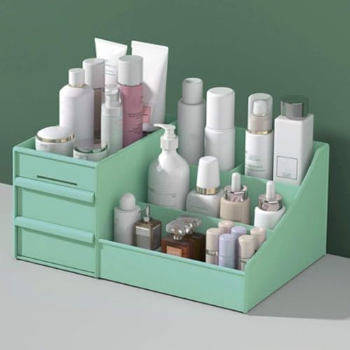 Image of TEKCOOL Plastic Storage Box Organizer for Makeup, Cosmetics, Jewelry, Skincare, Stationery - Multipurpose Storage Organizer for Home, Office, Dressing Table, Women & Girls (Green)