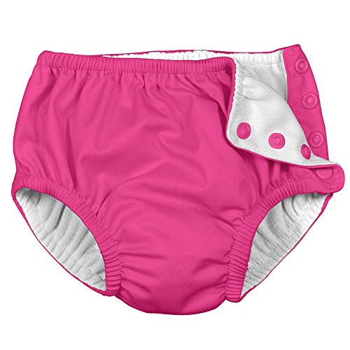 i Play by Green Sprouts Girls Reusable Absorbent Baby Swim Diapers - Swimming Suit Bottom | No Other Diaper Necessary Hot Pink 6 Months