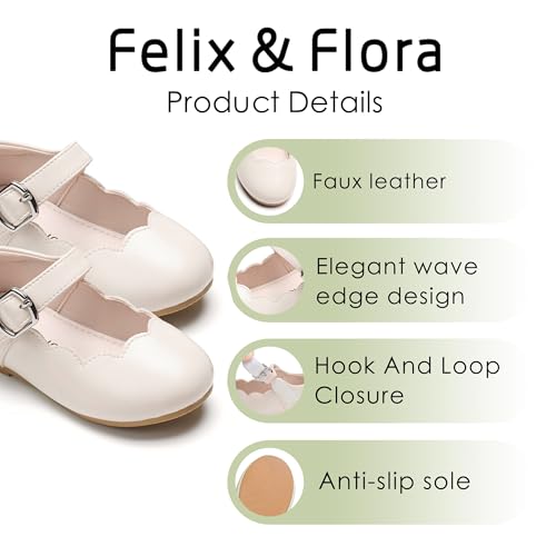 Image of Felix & Flora Toddler Flower Girl Dress Shoes - Baby Girl Ballet Mary Jane Flats for Party School Wedding