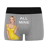 INTERESTPRINT Your Photo on Custom Underwear with Picture for Men All Mine Gray M