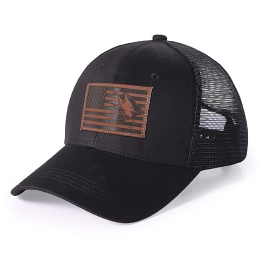 Mens Oversized XXL Baseball Caps Leather Pattern Trucker Hat Outdoor Breathable Mesh Snapback Baseball Hat Gifts for Big Head, American Fish Flag-02, XXL