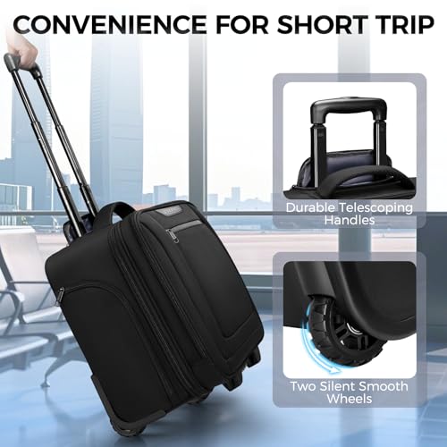 Ytonet Rolling Laptop Bag Women, Rolling Briefcase for Women Men with Cup Holder, 18" Large Carry On Laptops Bags with Wheels, Water Resistant Overnight Roller Computer Bag for Work Travel Business by Ytonet - Image 5