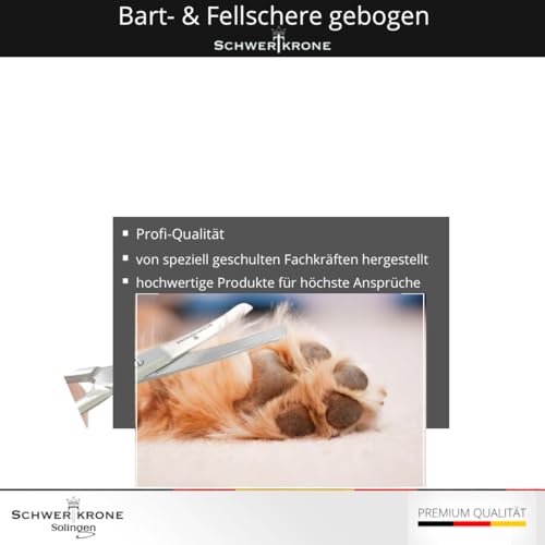 SCHWERTKRONE® Fellschere für Hunde Pfotenschere Gebogen Hundehaar-Schere Haarschere abgerundet (11,5 cm)